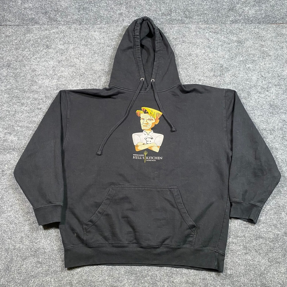 Gordon Ramsay Hells Kitchen Caesars Palace Black Graphic Hoodie Mens XXL